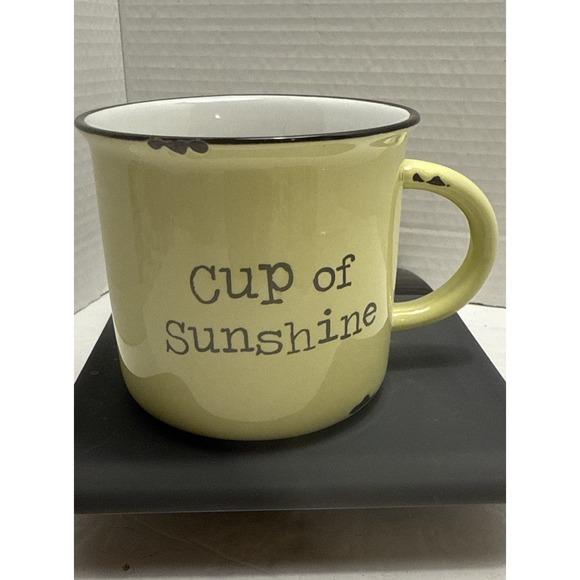 Natural Life Yellow "Cup Of Sunshine" coffee mug cup 4" Diameter - Picture 3 of 13
